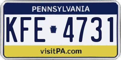PA license plate KFE4731