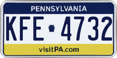 PA license plate KFE4732