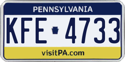 PA license plate KFE4733