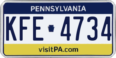 PA license plate KFE4734