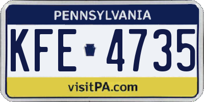 PA license plate KFE4735