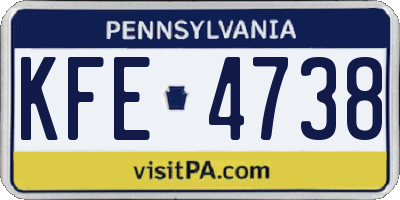 PA license plate KFE4738