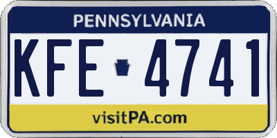 PA license plate KFE4741
