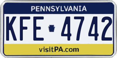 PA license plate KFE4742