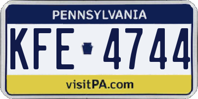 PA license plate KFE4744