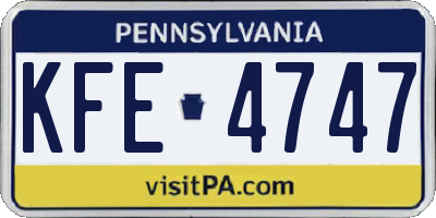PA license plate KFE4747