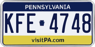 PA license plate KFE4748