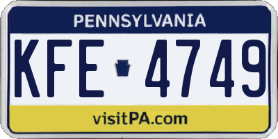 PA license plate KFE4749