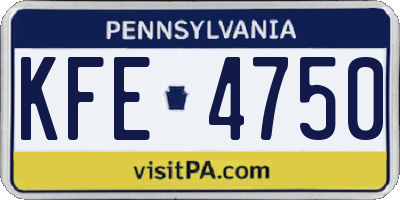 PA license plate KFE4750