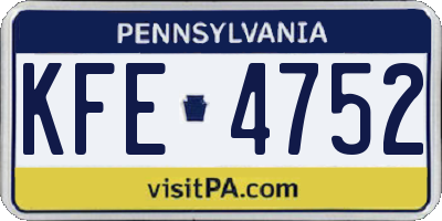 PA license plate KFE4752