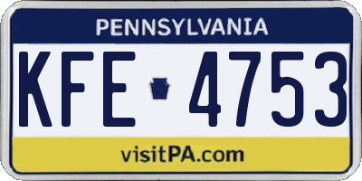 PA license plate KFE4753