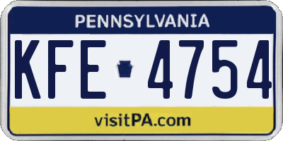 PA license plate KFE4754