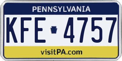 PA license plate KFE4757