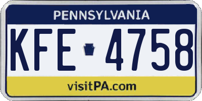 PA license plate KFE4758
