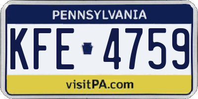 PA license plate KFE4759