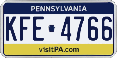 PA license plate KFE4766