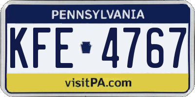 PA license plate KFE4767