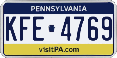 PA license plate KFE4769