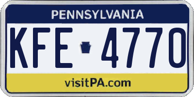 PA license plate KFE4770