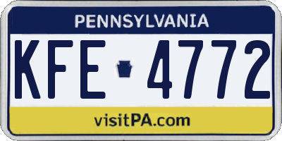 PA license plate KFE4772