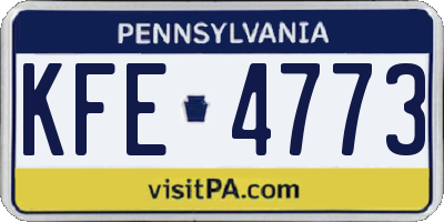 PA license plate KFE4773