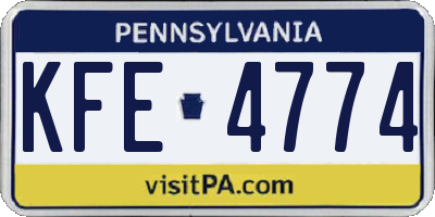 PA license plate KFE4774