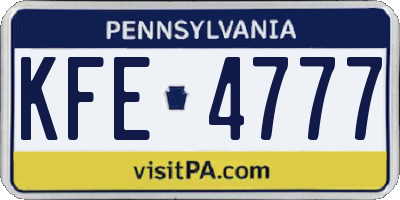 PA license plate KFE4777
