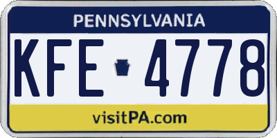 PA license plate KFE4778