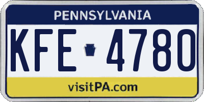 PA license plate KFE4780