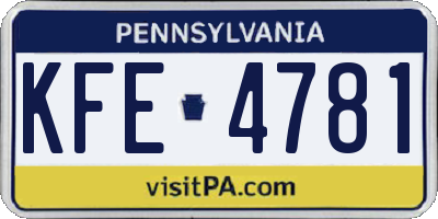 PA license plate KFE4781