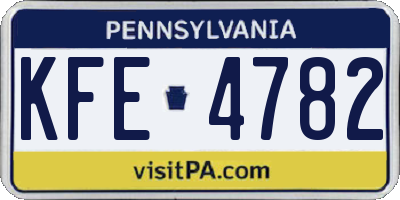 PA license plate KFE4782