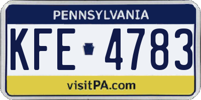 PA license plate KFE4783