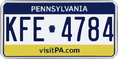 PA license plate KFE4784