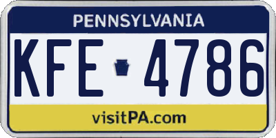 PA license plate KFE4786