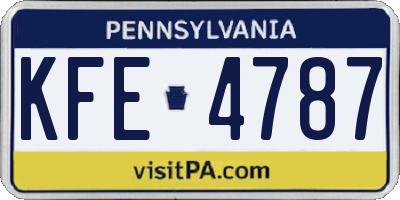 PA license plate KFE4787