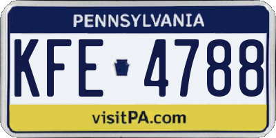 PA license plate KFE4788