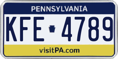 PA license plate KFE4789