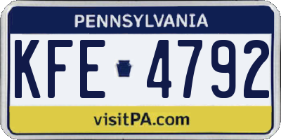 PA license plate KFE4792