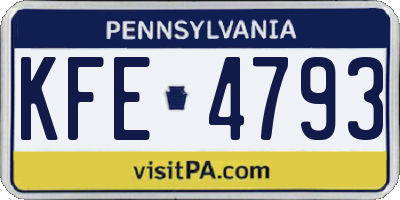 PA license plate KFE4793