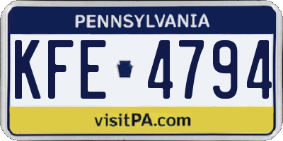 PA license plate KFE4794