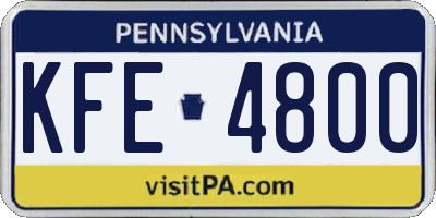 PA license plate KFE4800