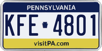 PA license plate KFE4801
