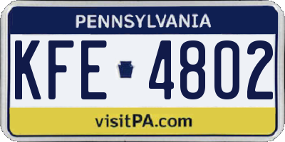 PA license plate KFE4802