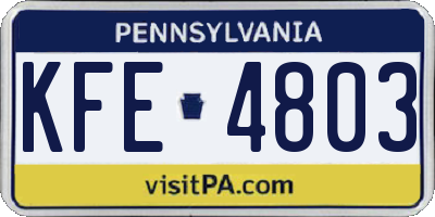 PA license plate KFE4803