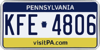 PA license plate KFE4806