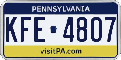 PA license plate KFE4807