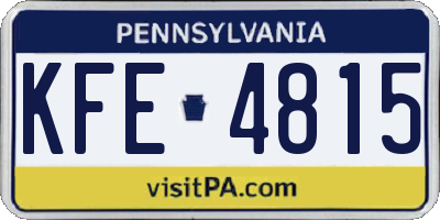 PA license plate KFE4815