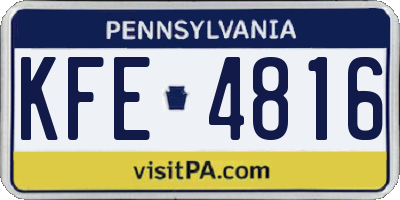 PA license plate KFE4816