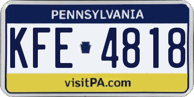 PA license plate KFE4818