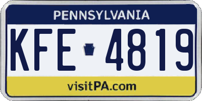 PA license plate KFE4819